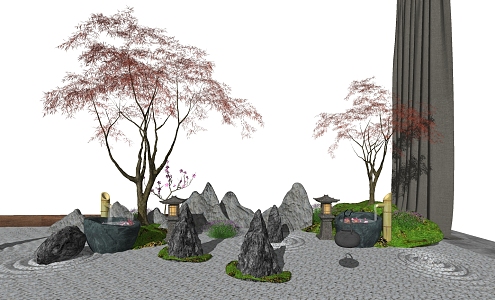 New Chinese style landscape sketch dry landscape sketch 3d model