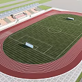 WellMaintained Football Field With Red Running Track Spectator Stands Green Grass And Field Markings