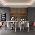 Modern Restaurant Dining Table and Chair Island Table Island Table 3d model
