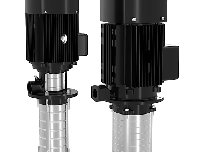 Black And Silver Vertical Multistage Pumps With Motor And Stainless Steel Components 3d model