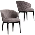 Modern Dining Table Set With Marble Top Gray Quilted Back Chairs And Black Legs