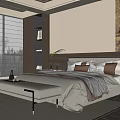 Modern Double Bed Interior Design With Stylish Headboard Pillows And Bed Bench