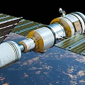 International Space Station With Solar Panels Orbiting Earth From Space 3d model