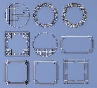 New Chinese Border Ancient Pattern 3d model