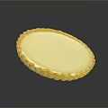 Round Tart With Golden Crust And Creamy White Filling On Dark Surface