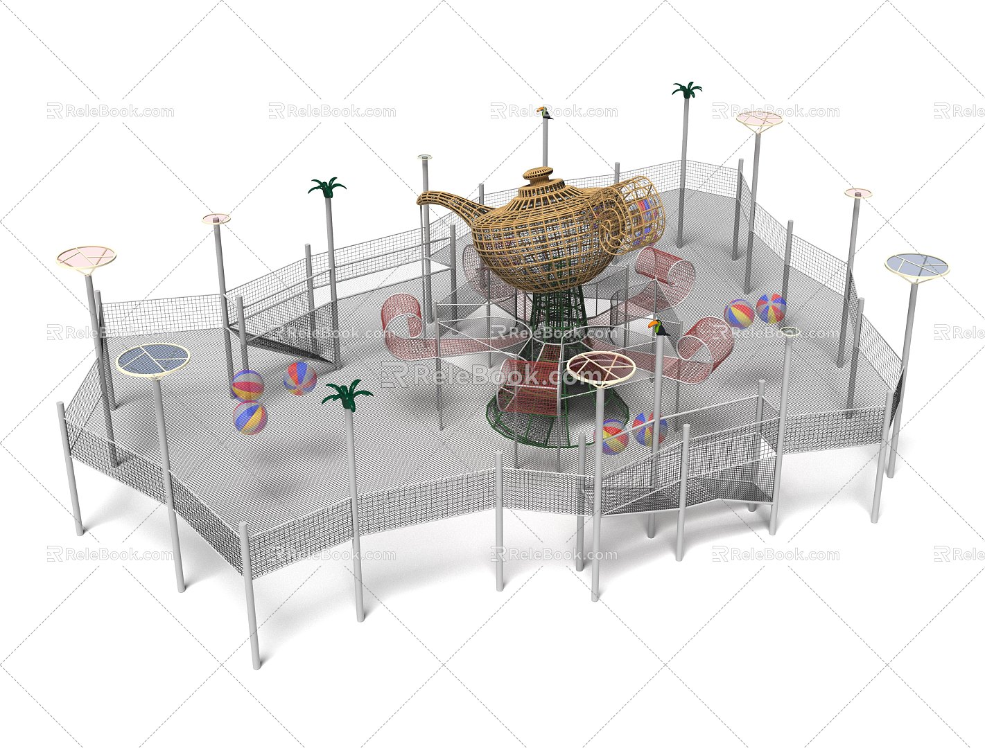 Aladdin magic lamp viewing platform custom park amusement park children's park amusement park amusement park amusement sketch combination function crawl 3d model