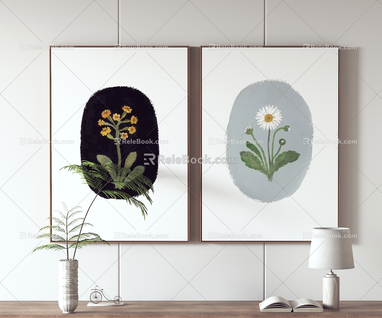 Nordic Plant Painting Decorative Painting Hanging Painting 3d model