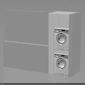 White Electrical Appliance With Two Circular Components And Modern Enclosure Structure 3d model