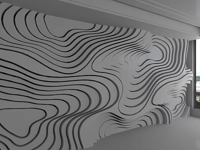 White Indoor Background Wall With Modern Wavy Lines 3D Decorative Design 3d model