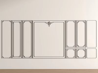 Elegant Interior Wall Paneling Design With Rectangular Panels And Decorative Moldings 3d model