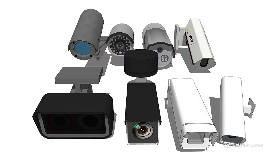 Projection Monitoring Cameras Featuring Different Designs for Outdoor and Indoor Security 3d model 