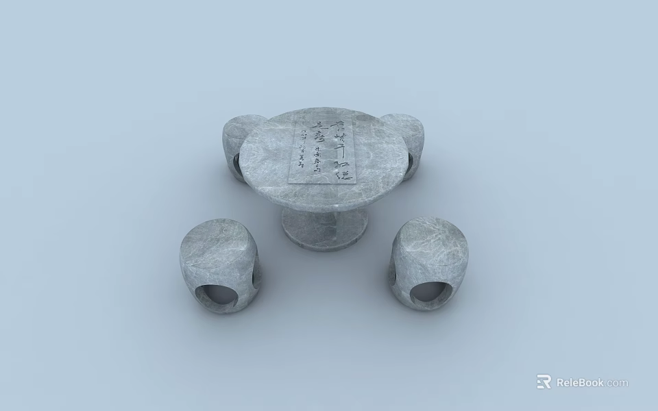 Gray Metal Outdoor Table Base Featuring Round Top And Side Components 3d model