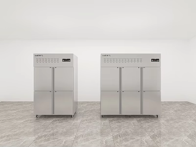 Stainless Steel Commercial Refrigerators with Double Doors in Silver for Kitchen Use 3d model