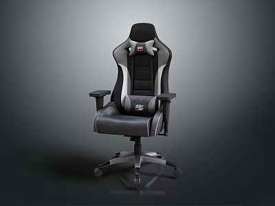 Ergonomic Black Gray Gaming Chair With High Back And Adjustable Armrests 3d model