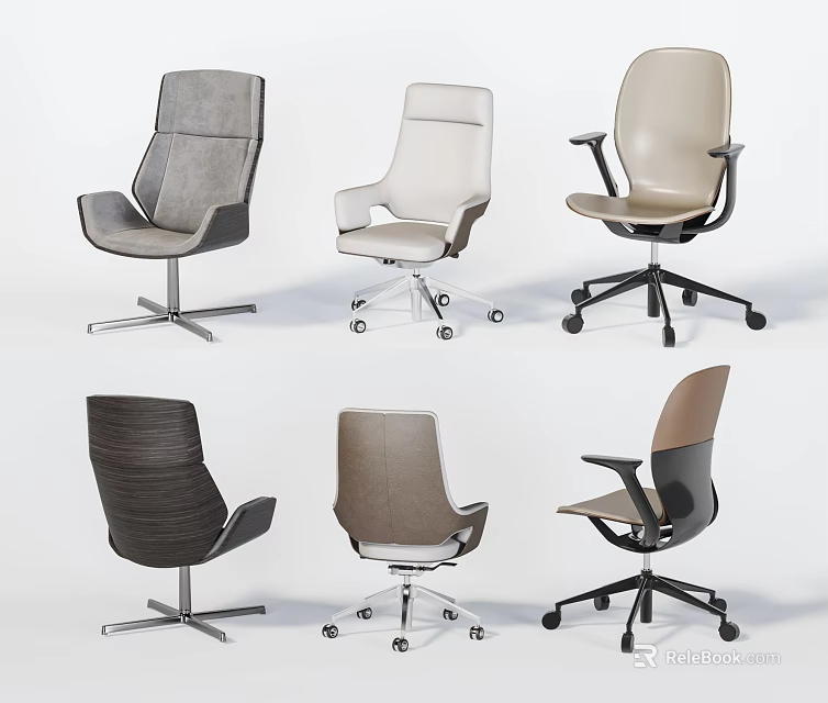 Various Modern Office Chairs With Stylish Designs And Ergonomic Features For Workspace Use 3d model