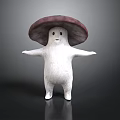 Cute Anthropomorphic Mushroom Figure With White Body Dark Purple Cap And Outstretched Arms
