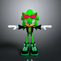 Green Hedgehog Character With Pink Bow Black Jacket And Green Black Shoes Arms Outstretched