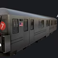 Silver Subway Train With Number 7 American Flag And Car 175 Exterior Details