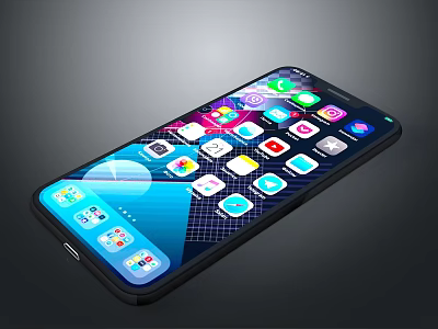 Modern Smartphone With High Definition Touch Screen And Multiple App Icons 3d model
