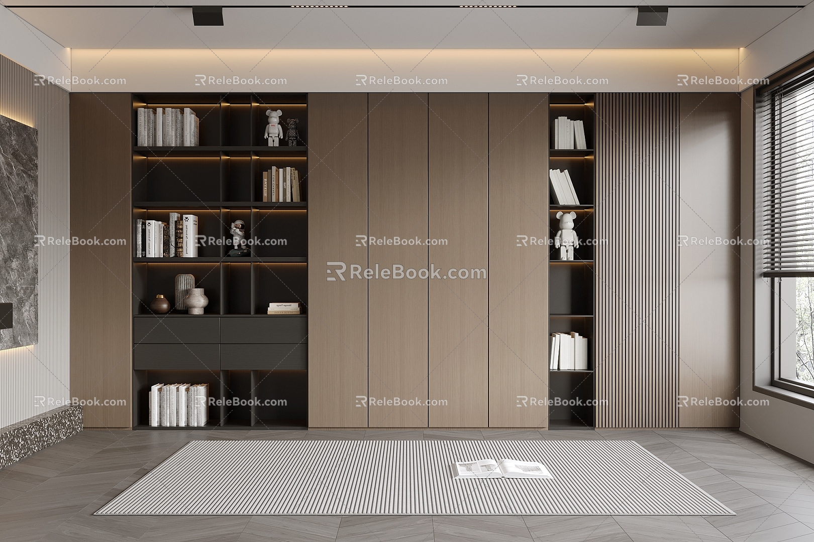 Modern Italian Light Luxury Bookcase Ornaments 3d model