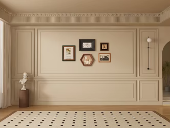 French living room background wall 3d model
