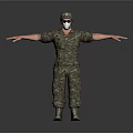 Game and Movie Character Wearing Military Camouflage Uniform With Cap And Mask And Arms Outstretched