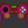 Electric Toy Game Controller With Purple Body Yellow Grips And Colorful Buttons