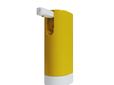 Yellow And White Automatic Soap Dispenser With Cylindrical Design For Hygiene Use 3d model