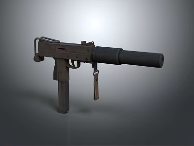 Tactical Submachine Gun With Silencer And Military Metal Construction Design 3d model