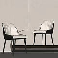 Modern Beige Velvet Dining Chairs With Pleated Backrest And Black Metal Legs
