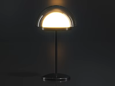 Modern Table Lamp With Round Transparent Shade And Metal Base Soft Glow Lighting Design 3d model
