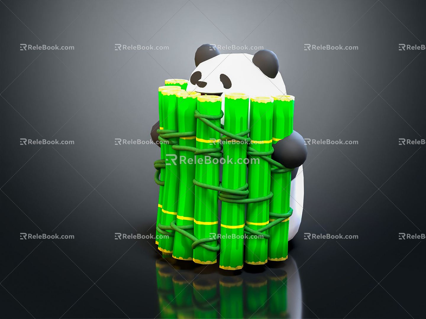 Modern Panda Bamboo 3d model