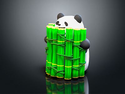 Modern Panda Bamboo 3d model