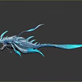 Blue Mythical Fantasy Game Movie Character With Crystal Scales And Scorpion Tail Design