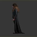 Mysterious Man With Long Hair Dark Cloak And Leather Belt In Medieval Style Outfit