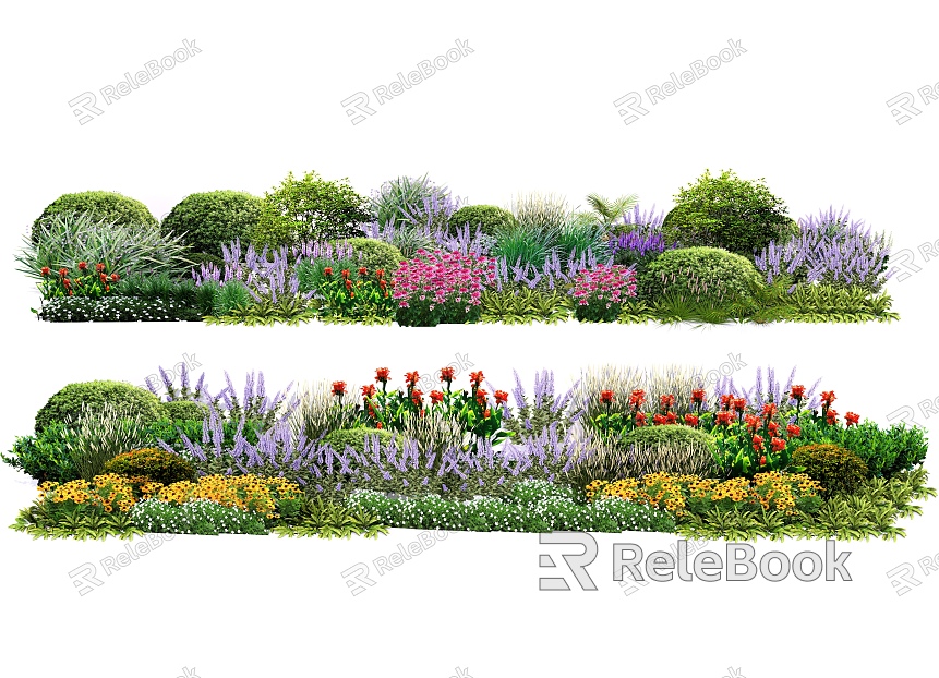 Modern Shrub Flower Border Plant Group Community Plant Plant Group Plant Gland model