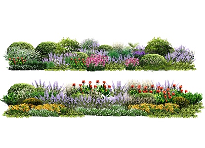 Modern Shrub Flower Border Plant Group Community Plant Group Plant Gland 3d model