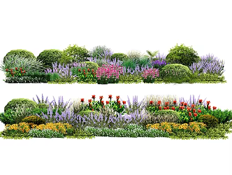 Modern Shrub Flower Border Plant Group Community Plant Group Plant Gland 3d model