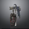 Professional Spray Gun With Paint Can Featuring Colorful Paint Splatters For Painting Projects