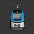 Modern Blue And White Train With Yellow Stripes Streamlined Design Long Carriages And Reflective Surface