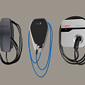 Wall Mounted Electric Vehicle Charging Stations With Charging Cables And Modern Designs
