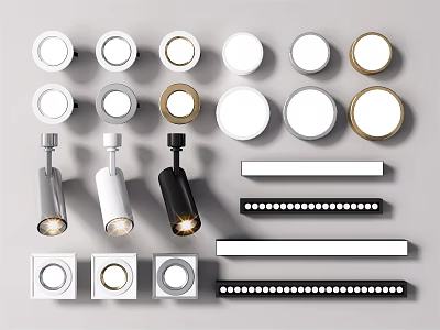 Downlights and Spotlights With Various Designs Colors and Shapes for Interior Lighting 3d model