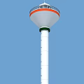 Industrial Lighthouse Navigation Equipment With White Tower Red Green Rings And Observation Platform