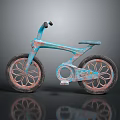 Vintage Distressed Bicycle With Blue Body And Pink Spokes In Retro Style
