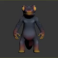 Vibrant 3D Cartoon Character With Purple Red Body Yellow Eyes Orange Mouth Spotted Limbs