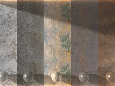 Background Wall Samples With Various Colors Textures And Transparent Spheres Decor 3d model