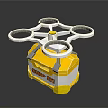 Quadcopter Drone With Yellow Shipping Box For Delivery Services 3d model