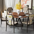 New Chinese Round Dining Table and Chair Combination 3d model