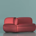 Modern Red Leather Two Seater Sofa With Rounded Design And Metal Base 3d model