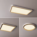 Modern Square and Round Ceiling Light with White Panel and Gold Trim Design 3d model